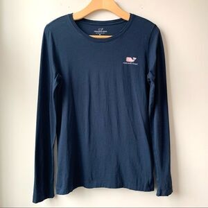 Vineyard Vines Long Sleeve Navy Blue Whale Logo Shirt Size Medium